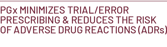 PGx Minimizes Trial/Error Prescribing & Reduces the Risk of Adverse Drug Reactions (ADRs)