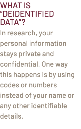 What is “deidentified data”? In research, your personal information stays private and confidential. One way this happ...